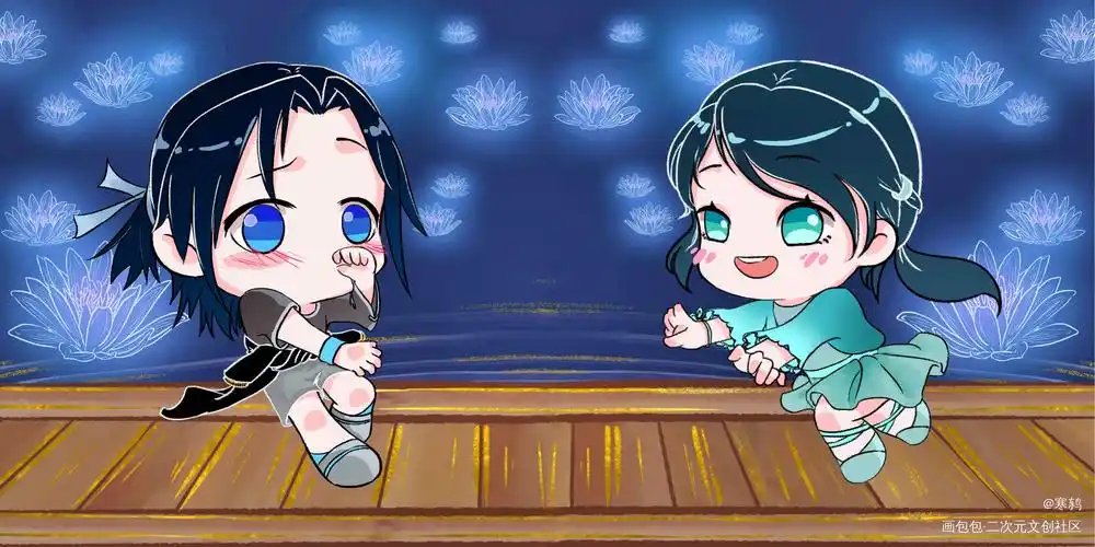 新衣服和亲亲_仙剑奇侠传越今朝越祈q版同人朝祈仙剑奇侠传六绘画作品