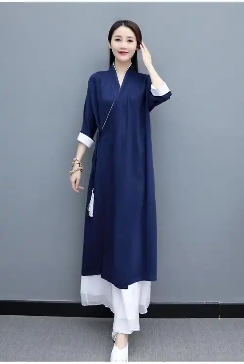 佛系禅服女夏棉麻套装女装禅意茶服春夏仙气汉服中国风素衣服居士服