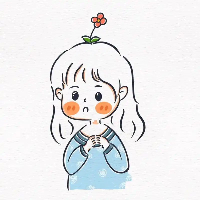 简笔画头像03/99|94头顶长花的女孩q版头像 可可爱爱的少女头像
