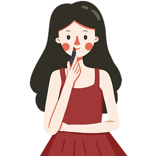 卡通可爱涂口红的女孩