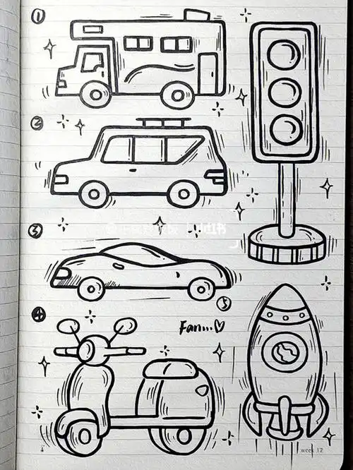 今日简笔画59交通工具07第三篇