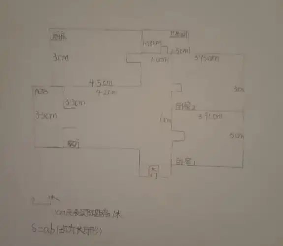 五,成果展示 这是我们观察房间画出的平面图