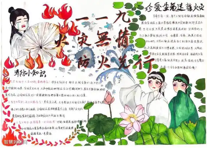 小学三年级消防安全的手抄报全国消防日主题手抄报一等奖消防火灾知识