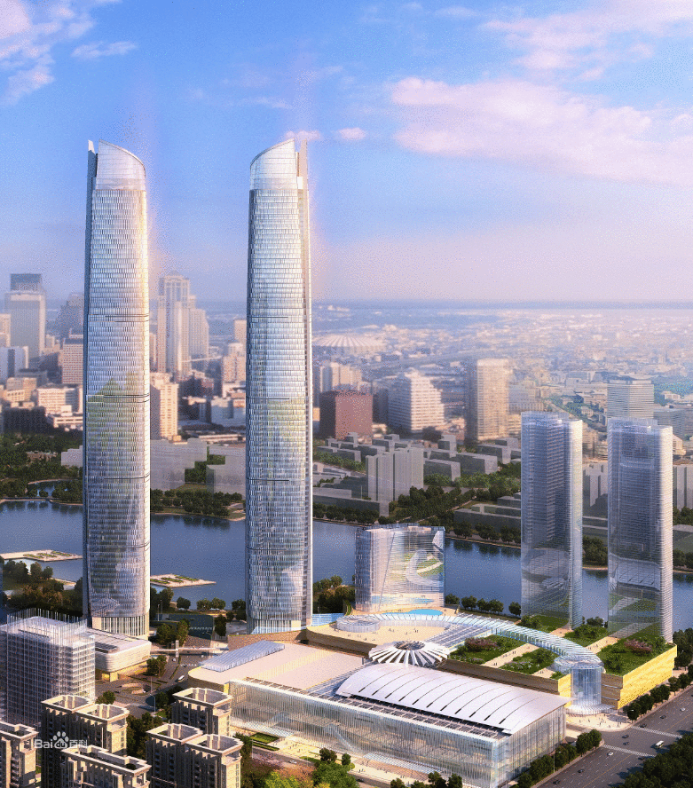 武汉即将诞生的新地标建筑世界第二高双子塔高度为438米