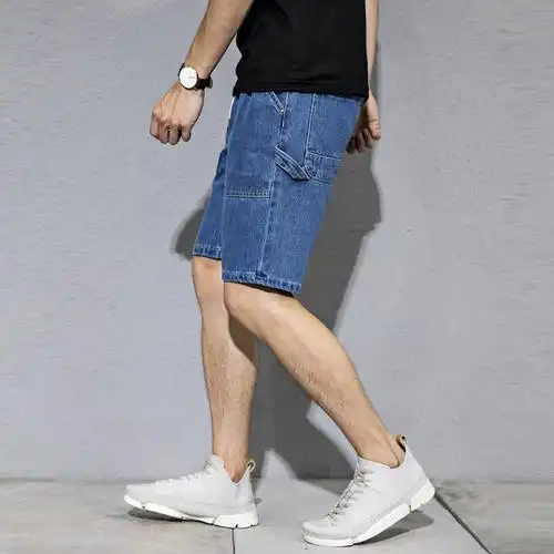 夏季工装牛仔短裤男宽松五分裤洗水纯棉休闲5分中裤男潮薄款裤衩