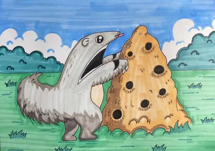 动物儿童创意画食蚁兽