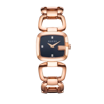 古驰gucci女表简约蓝宝石镶钻玫瑰金手链古奇女手表ya125512ya125512