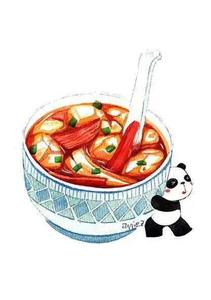 z_美食,熊猫,成都,水彩,手绘_涂鸦王国插画