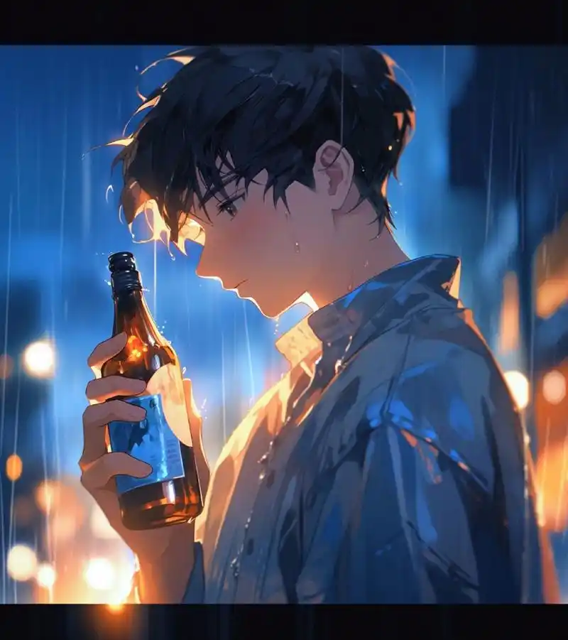 简约男生头像 i 喝着喝着就哭了 愈系男头,蓝色系,治愈系, 关键词:at