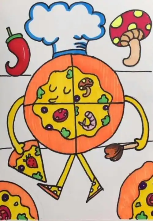 创意绘画《西方美食–披萨》