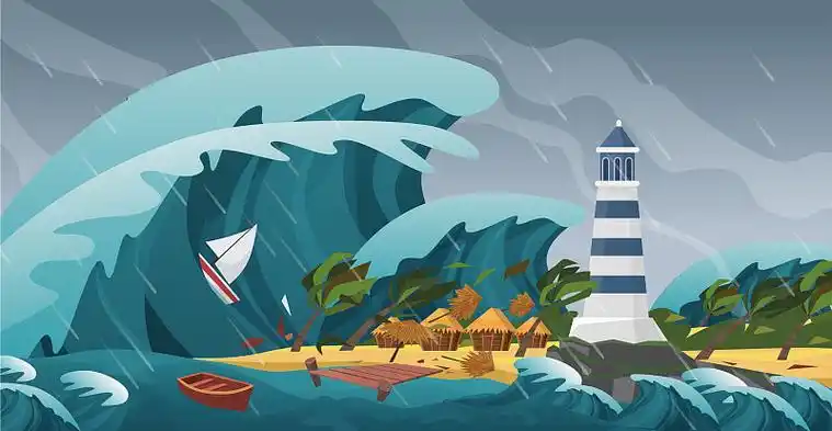 海啸海景风暴景观自然灾害插画下载