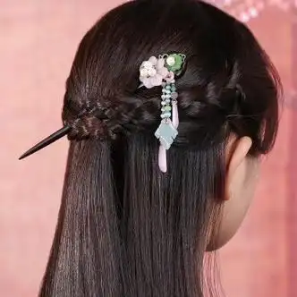 短云黑檀木发簪古风珍珠步摇流苏盘发簪子古装感古代发钗520礼物