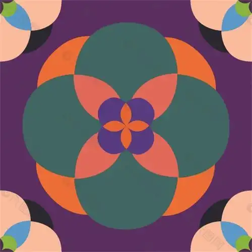 圆形重叠花朵卡通填充背景矢量素材