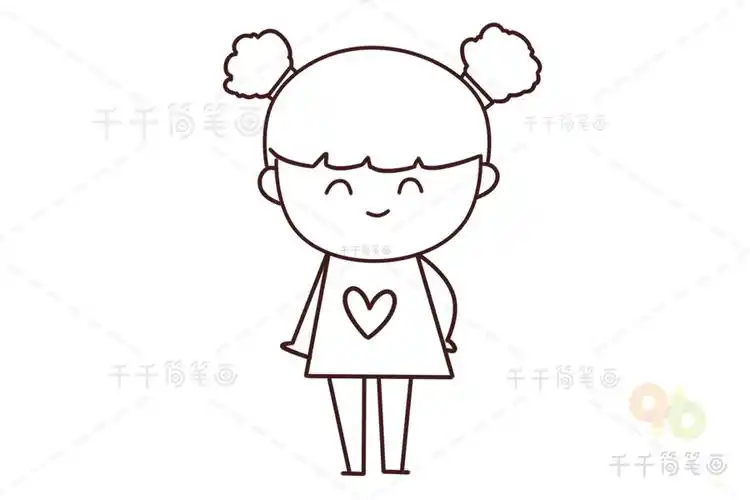 适合幼儿园小班的女孩涂色画模板_人物涂色画简笔画
