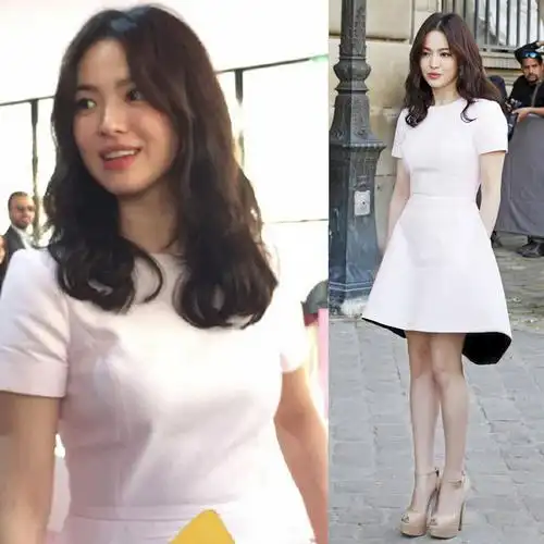 身高不够?学155cm的宋慧乔在穿什么连衣裙