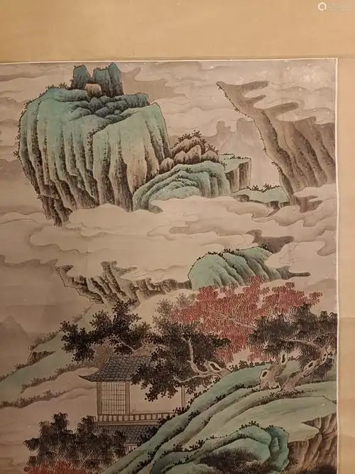 杨晋清代青绿山水纸本设色立轴