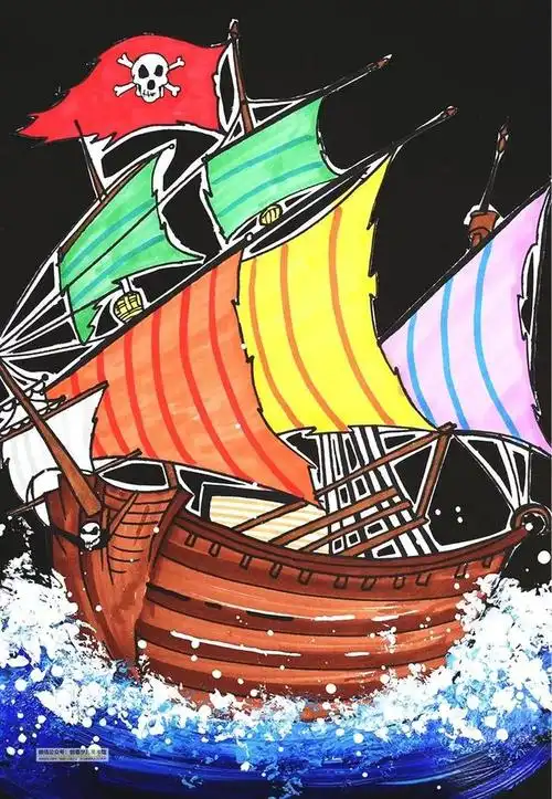儿童绘画摩天轮海盗船(创意儿童画教程)(7)