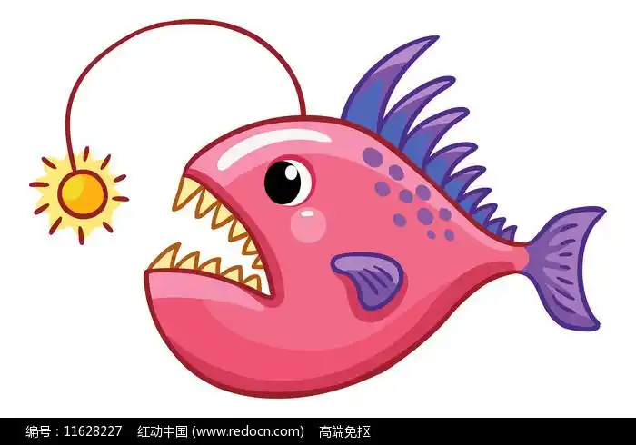 灯笼鱼卡通插画图片