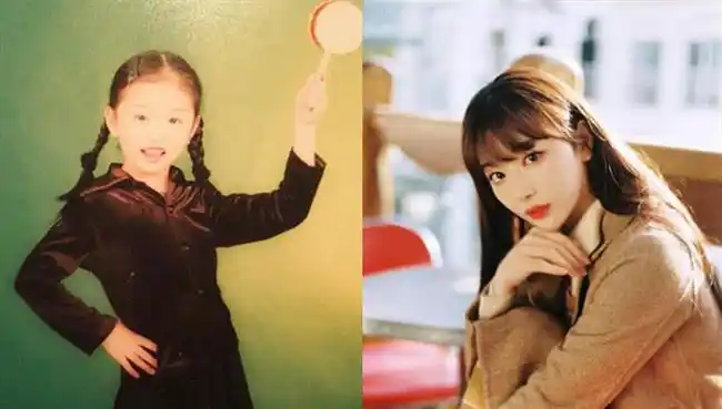 虞书欣同年照,孔雪儿童年照,看到许佳琪童年照:果然女大十八变!
