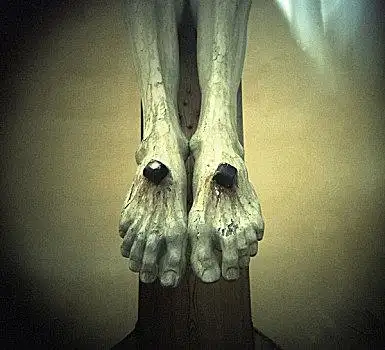 脚,雕塑,耶稣,悬挂,十字架,意大利