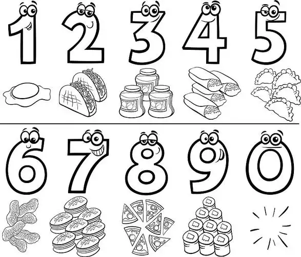 卡通数字设置与食物物体颜色的书图片