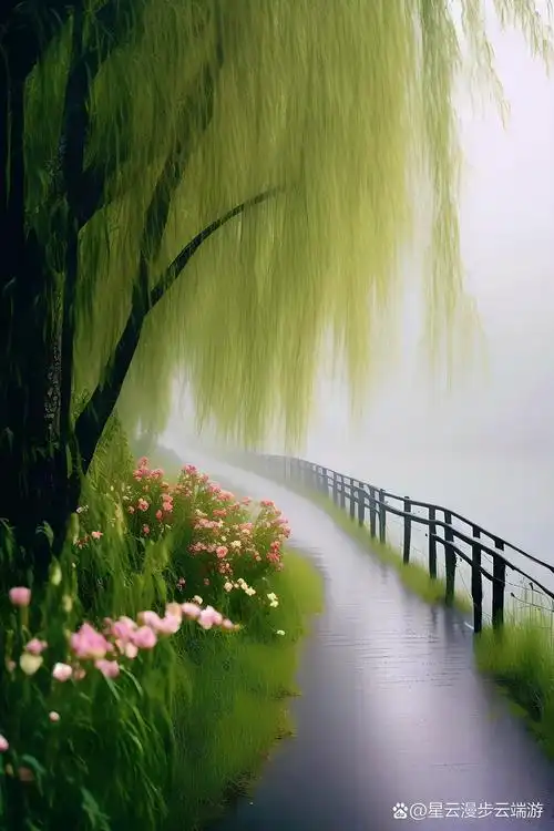 雨沾柳叶如啼眼,柳丝摇曳与俱长.#风景# #花草