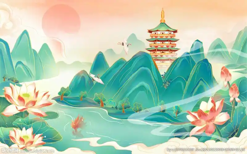 rgb40共享分×关 键 词:国潮 仙鹤 荷花 精美 中国风 壁纸 山水 地