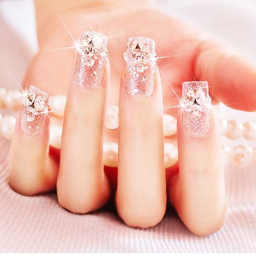 孜甲花 来图定制礼品甲片日系新娘美甲假指甲结婚美甲贴片甲片成品 图