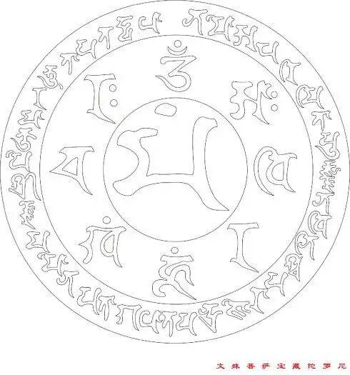 文殊八字大威德心咒轮(空心临摹版),安宅中得大富贵,儿女聪明,灾祸