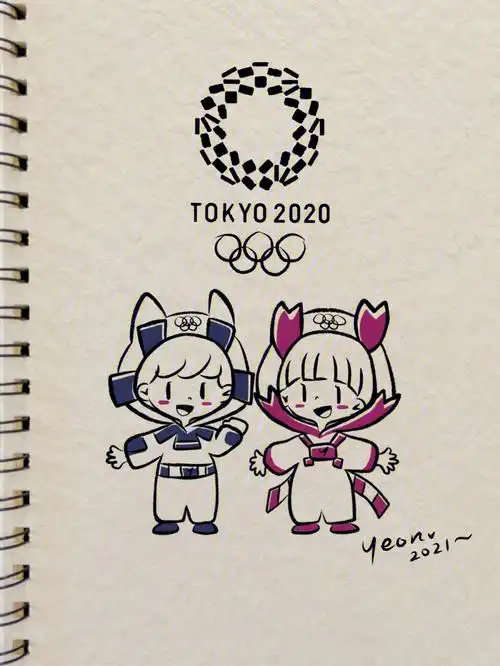 画了一对东京奥运会吉祥物宝宝可爱简笔画