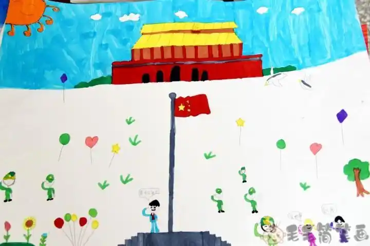 草原儿女心向党简笔画