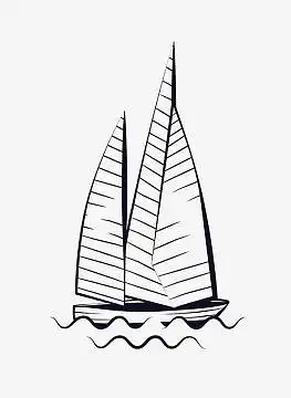 线条帆船png彩色帆船png航海男孩png浪花免扣元素png装饰png船 帆船