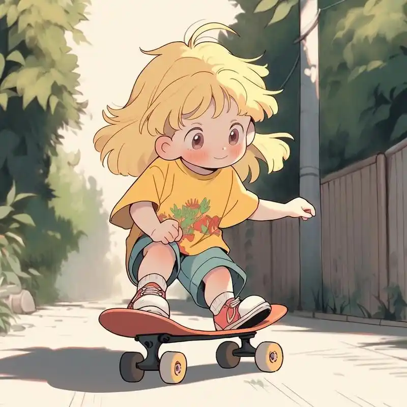 情侣头像|滑板少女 怎么说当年我也有块板～滑行中踩板跳起,长板的宝