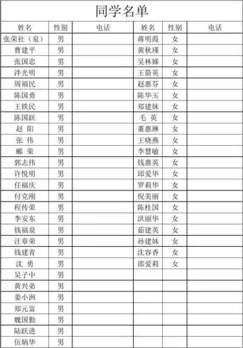 同学名单