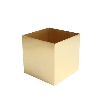 北欧简约黄铜正方形金属广口花瓶家居台面插花水培花器装w饰摆件