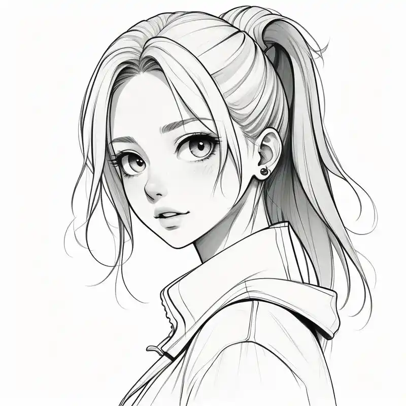 动漫风黑白素描女生头像96 探索动漫与黑白素描的完美结合,呈现独特