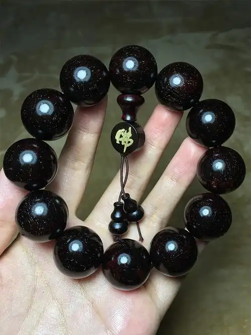 赞比亚小叶紫檀手串高密老料真金星血檀貔貅男士佛珠手链 喜范 金星