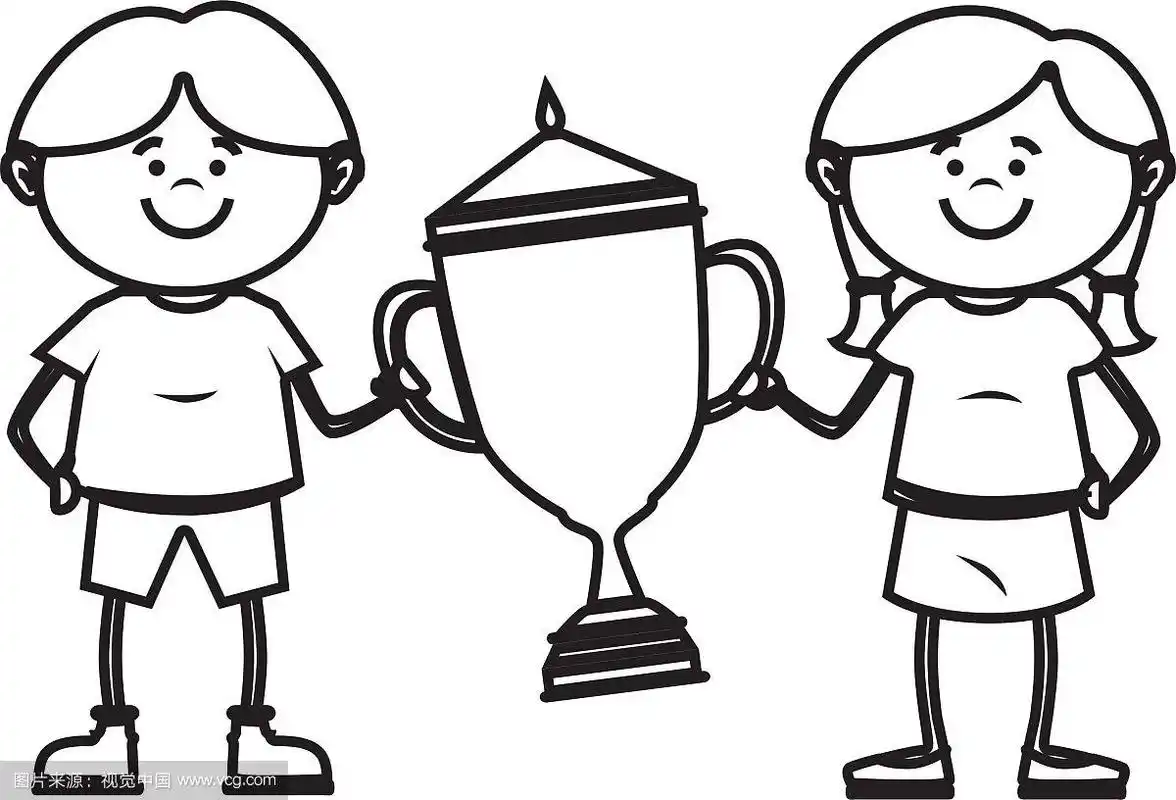 拿着冠军奖杯的小孩