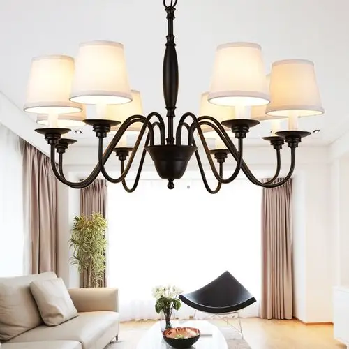 美式乡村吊灯布艺田园风格灯饰现代简约创意个性卧室餐厅书房客厅吊灯