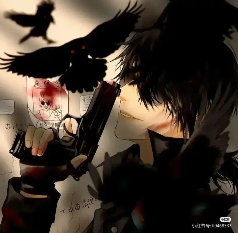 边,脸被一副墨镜挡在,看不清样貌 墙边靠着一个男子,身上还有几处枪伤