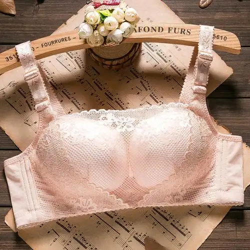 抹胸式文胸薄款无钢圈小胸聚拢防走光调整型少女性感蕾丝无磁内衣