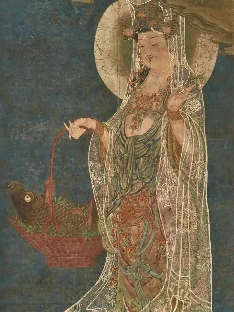 鱼篮观音像  弗利尔美术馆藏 官方标注是: 清 作者: 佚名 《鱼蓝观音