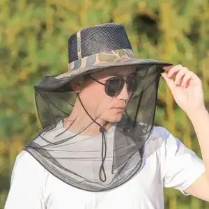 养蜂人防晒帽防蜂防蚊帽养蜂人面罩防蜂头罩遮阳钓鱼帽子养蜂网纱