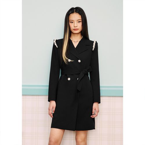 可颜[复古千金系列]春季钉珠大女主西装裙风衣