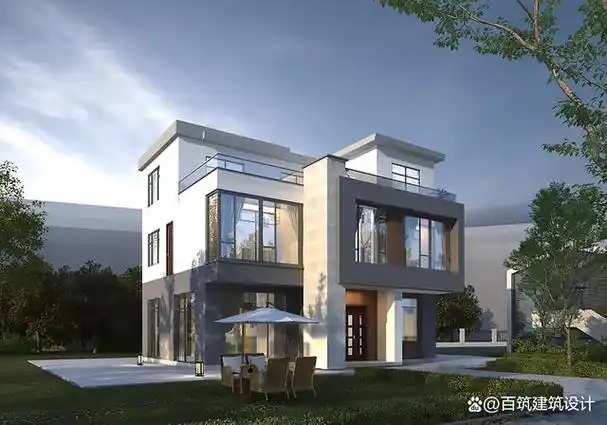 这套住宅又是一个以中性色为外观主体的现代风别墅,大面积的灰色墙面