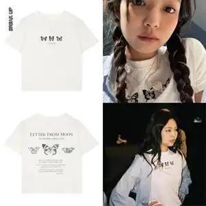 jennie金智妮同款 韩国代购letter from moon蝴蝶短袖
