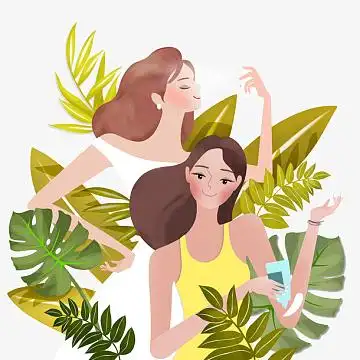 化妆人物手绘素材_化妆人物手绘图片元素-觅元素