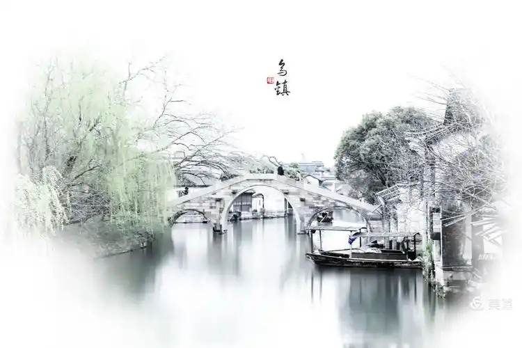 水墨丹青画乌镇