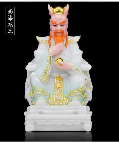 汉白玉石雕龙王爷神像广济四海东海龙王家居佛像供奉家用摆件玉石
