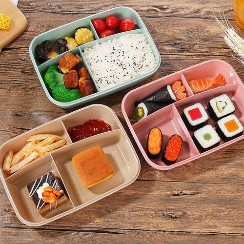 简约学生带盖韩国分格微波炉保温饭盒塑料多格便携分隔可爱便当盒